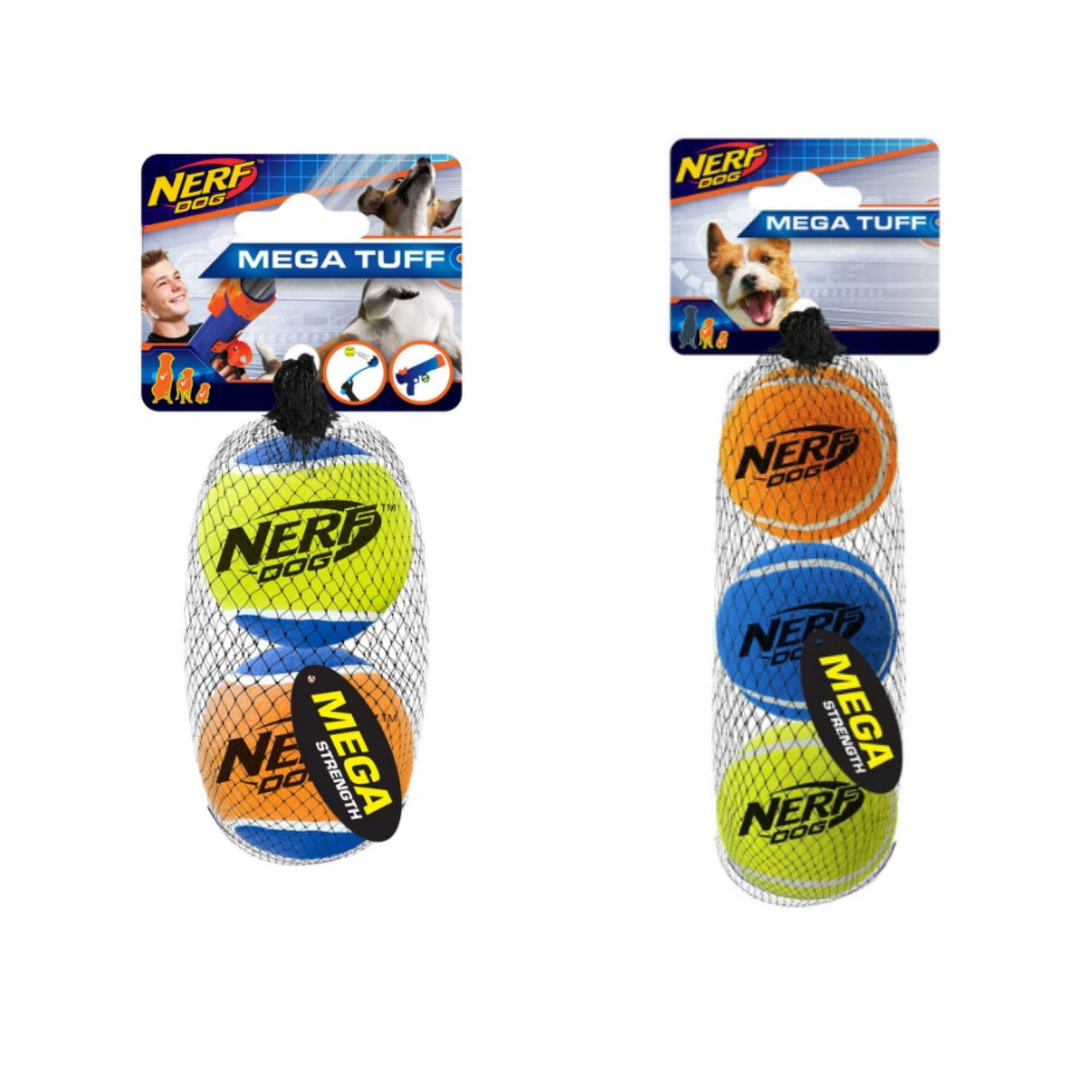 Nerf Dog Mega Tuff Tennis Ball packs - 2 Or 3