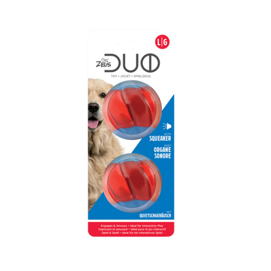 Zeus Duo squeaker Ball 2 pack Lrg